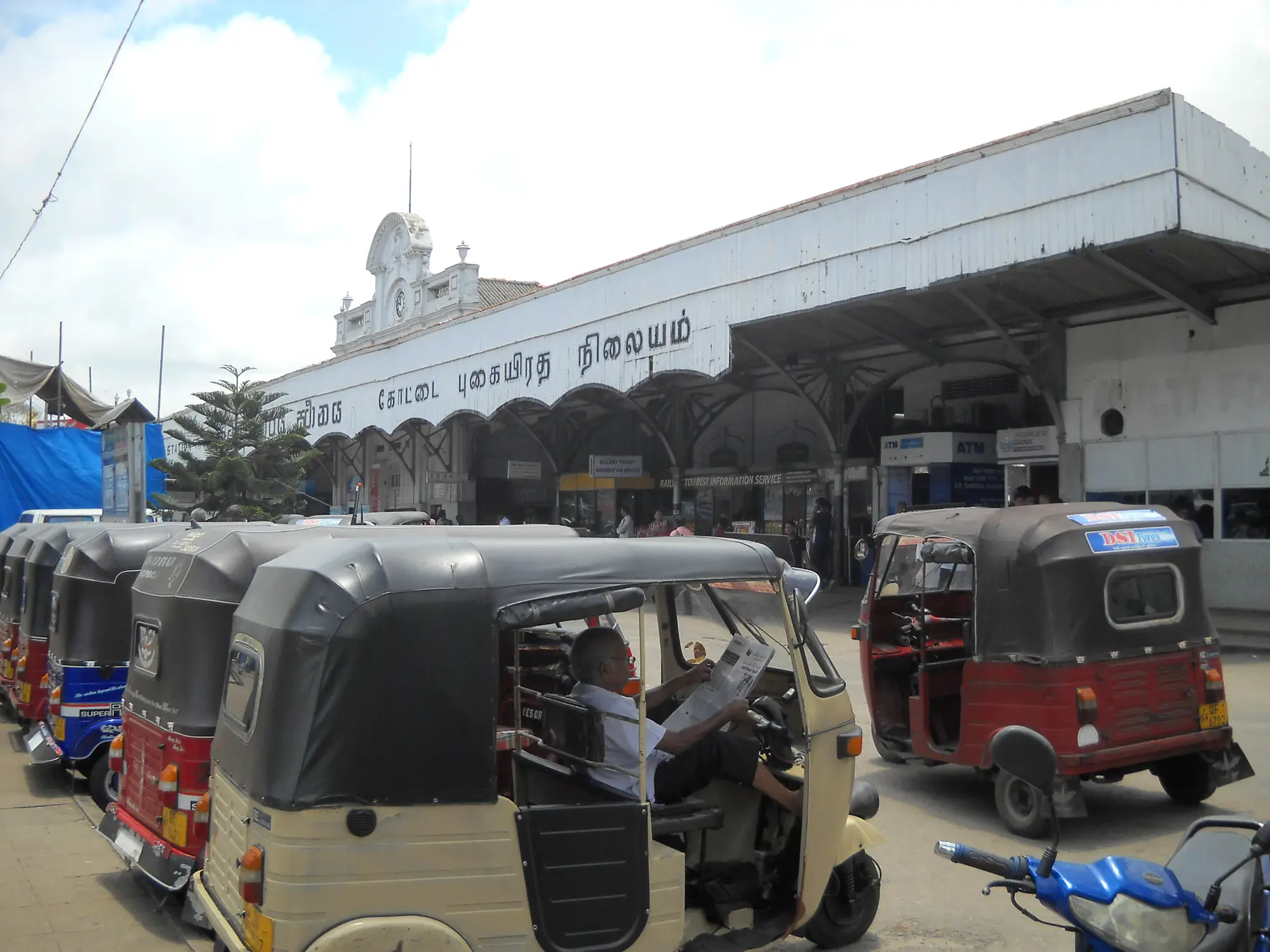 Tuk-tuks outside Colombo Fort railway station.