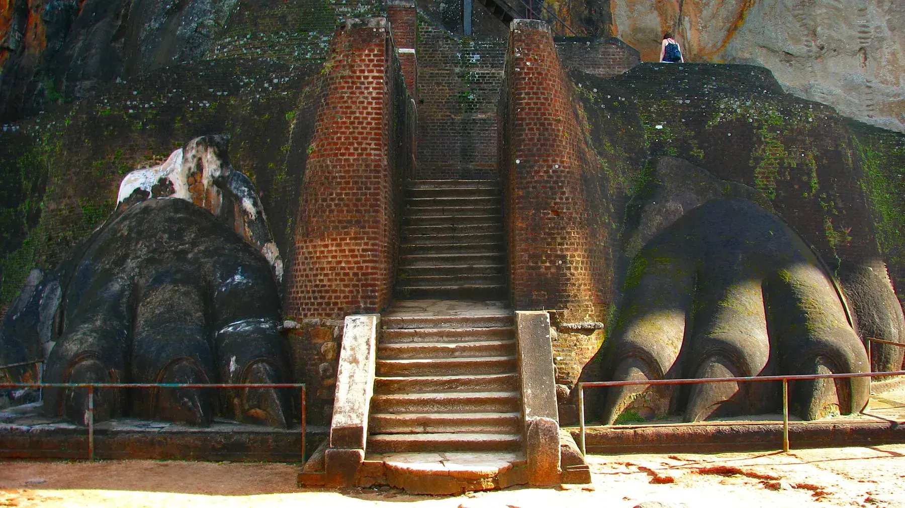 The giant carved lion paws on each side of the stairway that leads up the final climb of Sigiriya rock.