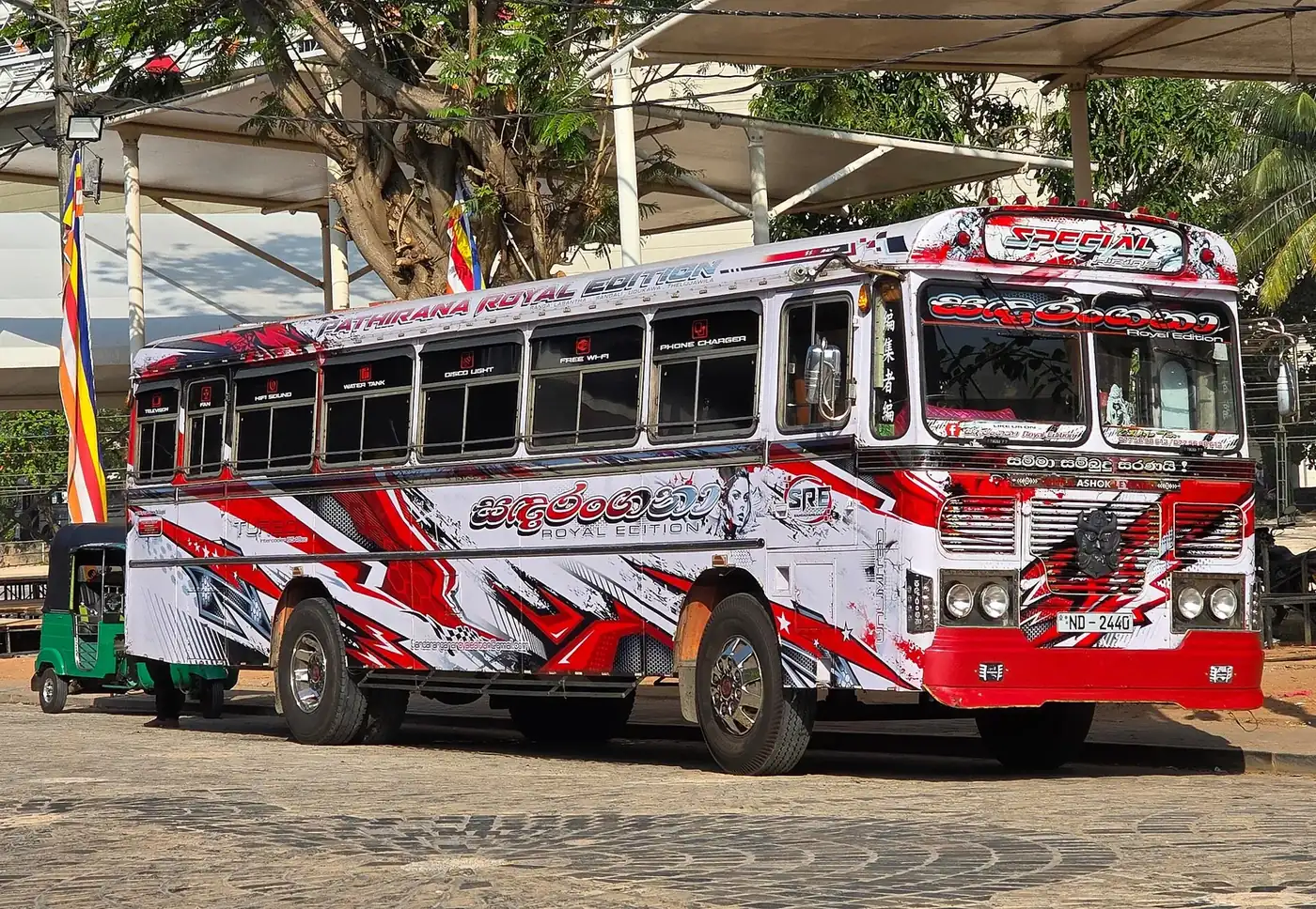 A Sri Lankan passenger bus on a street in Colombo.